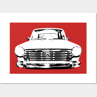 Austin A40 1960s British classic car monoblock black and white Posters and Art